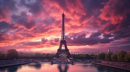 Fototapeta na wymiar Clouds over the Eiffel Tower, France, Ile de France, Paris