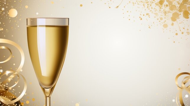 Happy New Year background with champagne glasses and confetti