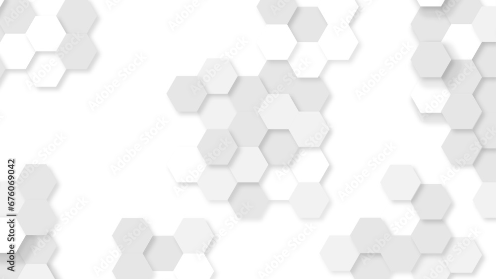 Poster abstract background with multiple shades of gray hexagon pattern vector design template. white hexag