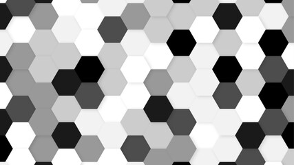 Abstract background with white gray and black 3d hexagon pattern vector design template. Luxurious hexagons geometric background. Abstract 3d white gray and black shapes stack honeycomb pattern.