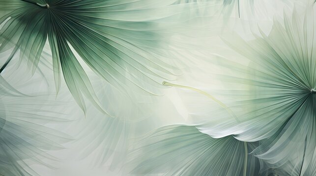  a painting of a bunch of green leaves on a white background with a blurry image of the leaves of a plant. generative ai © Anna