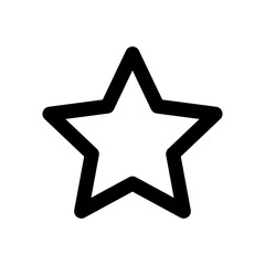 Isolated Hollow Empty Outlined Black Star Symbol Icon. Vector Image.