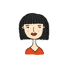 Woman avatar. Beautiful young woman portrait with hair style isolated on white background