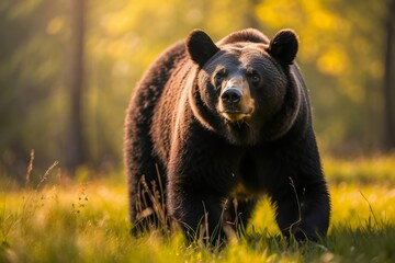 Portrait of a Black Bear in the Wild. Alaskan Wildlife. Nature Reserve, Wildlife Sanctuary. Alaskan Ecosystem.