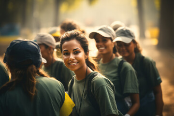 Obraz premium A team of volunteers works together, supporting each other and making a positive impact in their community.