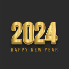 Happy new year 2024. 3D Golden text number design for Greeting concept new year illustration template.
