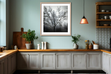 Modern kitchen room Poster mockup