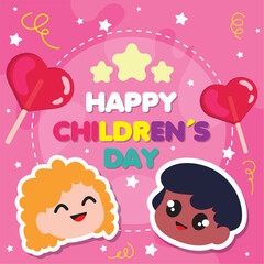 Colored happy children day poster Vector