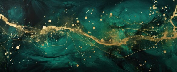Obraz premium New year 2024 Dragon green and gold colors abstract background of marble liquid ink art painting texture. dark green and gold Alcohol ink artwork watercolor web banner
