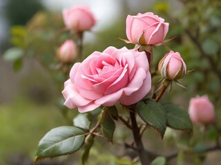 pink rose in garden photo