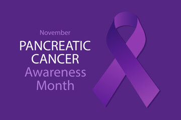 Pancreatic cancer awareness realistic ribbon banner. Template design for infographic magazines or websites