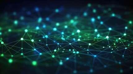 Blue and Green Network Lines form a Futuristic