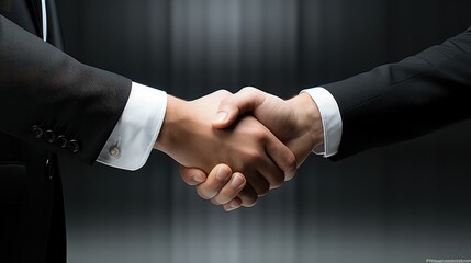 Two businessmen shaking hands in office.