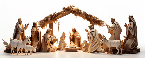 Image figures for the Christmas Nativity Portal isolated on a white background. - obrazy, fototapety, plakaty