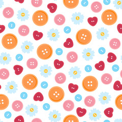 Seamless multi-colored pattern of round buttons for sewing