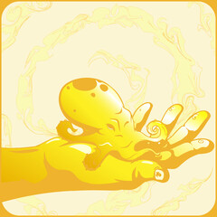 Vector Beautiful Art. Surreal Hand Holding Illustration.