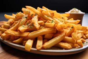 Really good looking thick french fries.