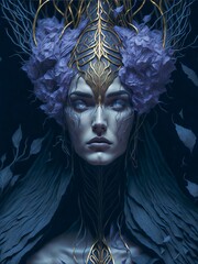 Hel a Norse Goddess of the Underworld. Abstract Scandinavian Goddess Hel. A Mystical Norse Goddess of the Underworld. Goddess of Scandinavian Mythology.