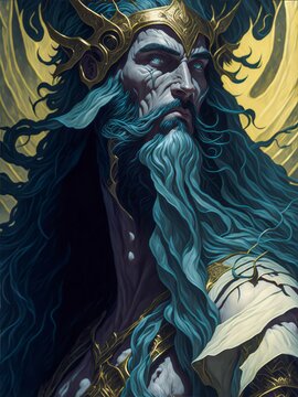 Hermod is a Norse God Known as the Messenger of the Gods. Abstract Scandinavian God Hermod. A Mystical Norse God and  Messenger. God of Scandinavian Mythology.