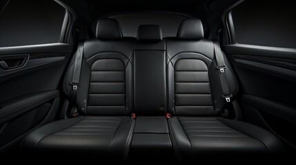Fototapeta premium Front view of modern luxury car with black leather back seats stylish and comfortable interior