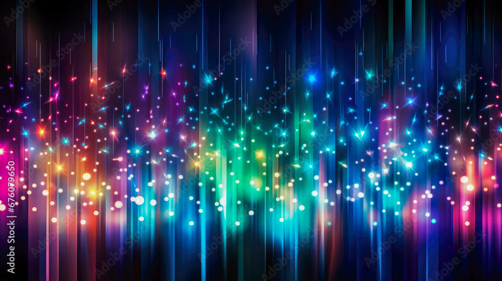 Poster abstract background with colorful lines and sparkles.