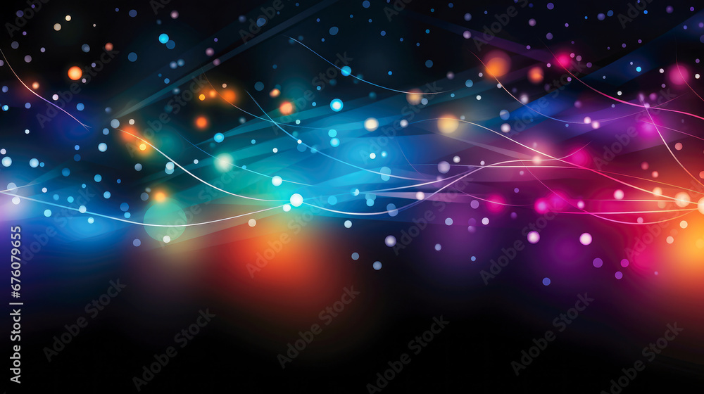 Poster abstract background with colorful lines and sparkles.