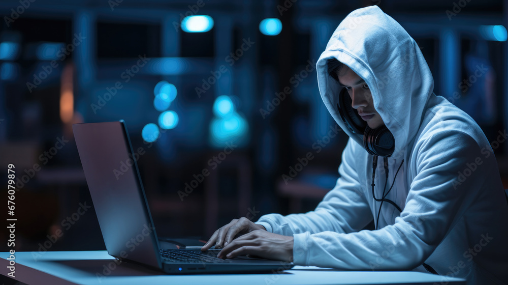 Leinwandbilder Hacker using computer virus for cyber attack, Payments System Hacking.