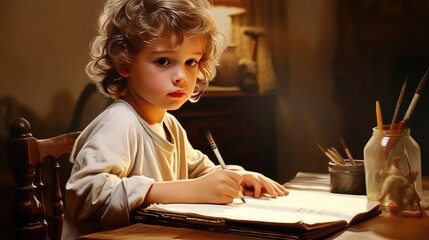 A child draws a picture