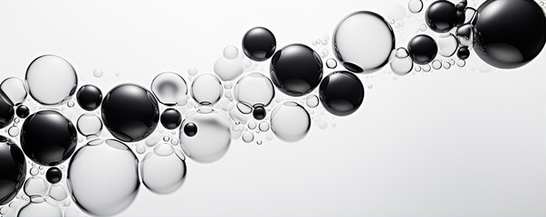 Water drops or oil bubbles, white or black colour. panorama picture. - Powered by Adobe