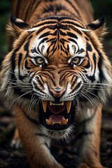 Fototapeta premium Large Tiger portrait. Ai Generative