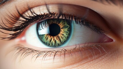 Close up detail beautiful female eye macro fashion naturel makeup 