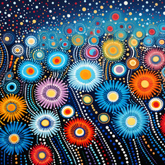 Fototapeta na wymiar Beautiful pastel colorful pattern in the style of Australian aborigines.