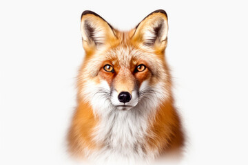 Fototapeta premium Red fox isolated on white background, close-up.
