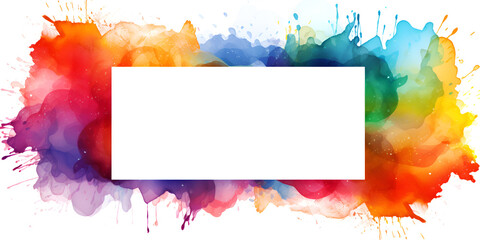  Colorful watercolor frame background with white copy space inside