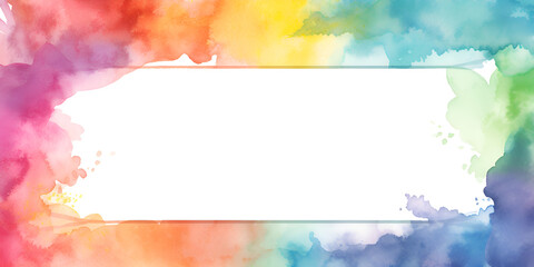  Colorful watercolor frame background with white copy space inside