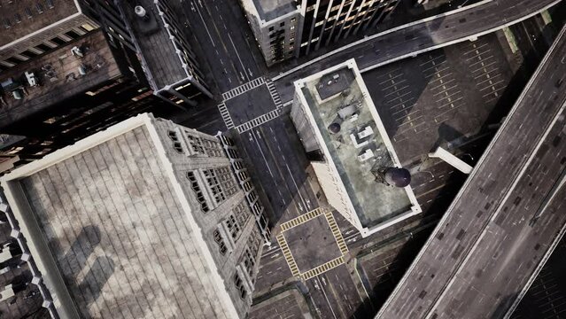 Aerial view of Midtown Manhattan at sunset