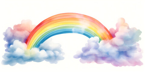 Watercolor rainbow illustration on white background 
