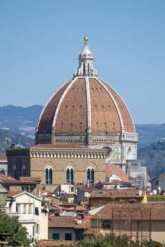 Cathedral and dome in Firenze, Italy. Cityscape on sunny day