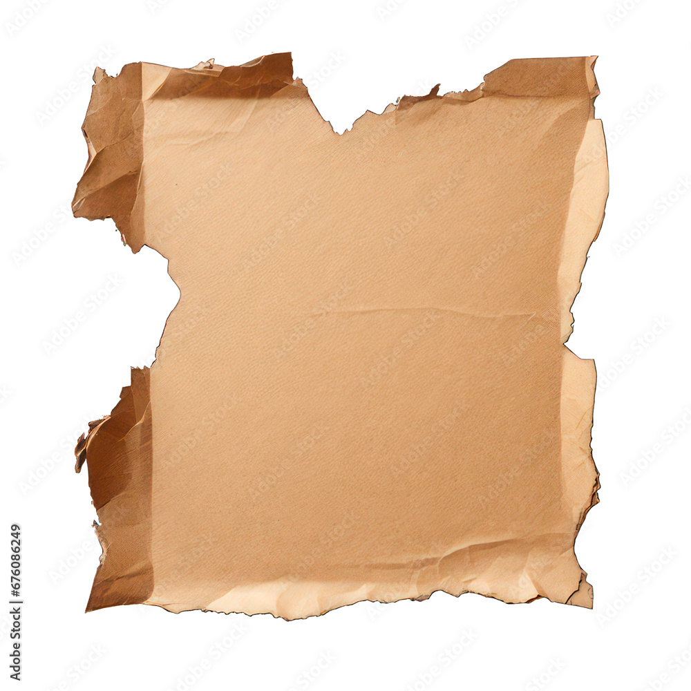Poster piece of ripped cardboard isolated on white created with generative ai