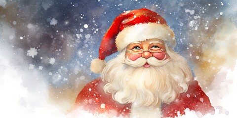 Santa Claus Christmas illustration with room for copy text.