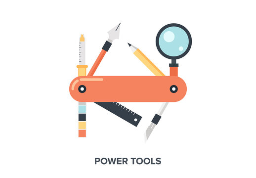 Abstract flat vector illustration concept of design and development tools.