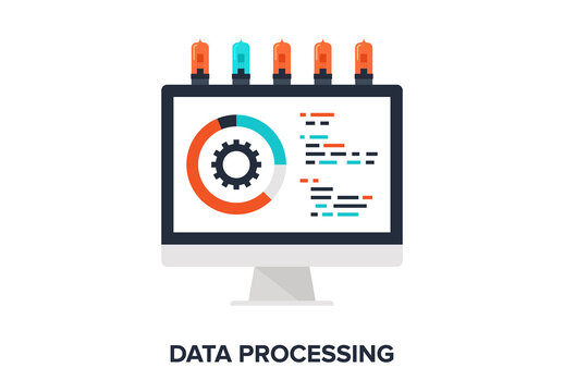 Vector illustration of data processing flat design concept.