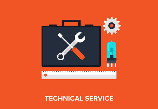 Vector illustration of technical service flat design concept.