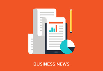Abstract flat vector illustration of business news concept. Elements for mobile and web applications.