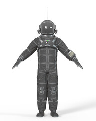astronaut is standing up in a pose