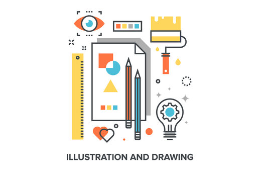 Vector illustration of illustration and drawing flat line design concept.