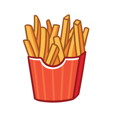 Paper packaging with french fries. Vector illustration with fast food