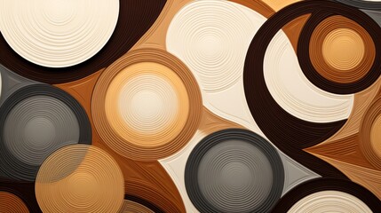A repeating, hypnotic pattern of interlocking circles in earthy tones - obrazy, fototapety, plakaty
