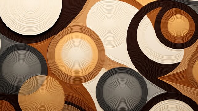 A repeating, hypnotic pattern of interlocking circles in earthy tones