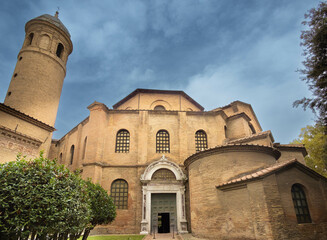 Exterior of the Basilica of San Vitale, a late antique (sixth century) church in Ravenna,...